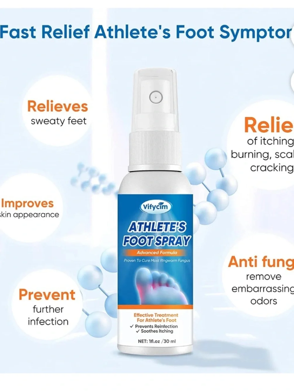 Vifycim Athlete's Foot Spray - Soothing Antifungal Spray set of 3